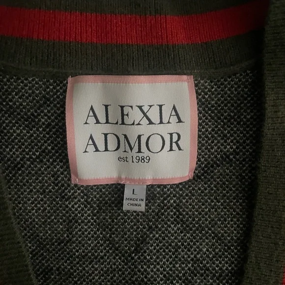 Alexia Admor Olive, Cream & Red Heart-Pattern Cardigan - Picture 2 of 3